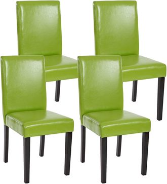 Hhg [nunca Usado] Juego De 4 Sillas De Comedor Silla De Cocina Littau, Polipiel, Verde, Patas Oscuras