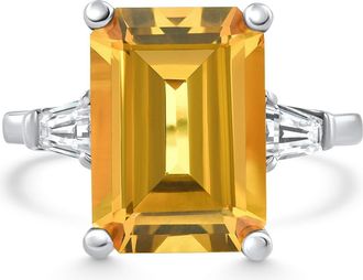 Pompeii3 Citrine & Diamond Ring White Gold Lab Grown