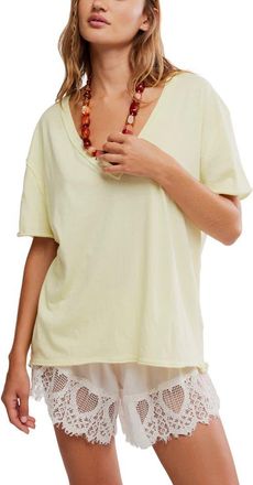 Free People Nina V-Neck Cotton T-Shirt in Lemon Water at Nordstrom, Size X-Small