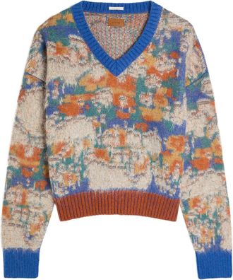 Mother The Crop Varsity Printed Alpaca and Wool-blend Jumper - Multicoloured - S (UK8-10 / S)