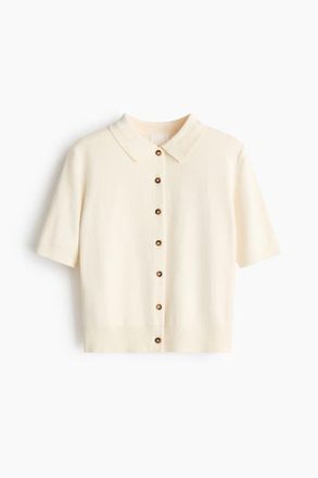 H&M Collared Cardigan in Cream at Nordstrom, Size Xx-Small