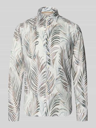 Fil Noir Regular Fit Business-Hemd aus Leinen-Baumwoll-Mix Modell ROMA in Khaki, Gr&ouml;&szlig;e 38