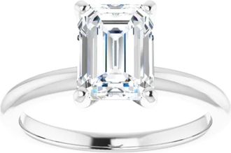 Pompeii3 2Ct Emerald Solitaire Moissanite Engagement Ring in White Yellow or Rose Gold