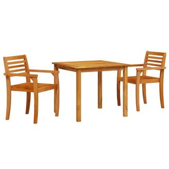 Berkfield Home 3-Piece Acacia Wood Garden Dining Set in Brown