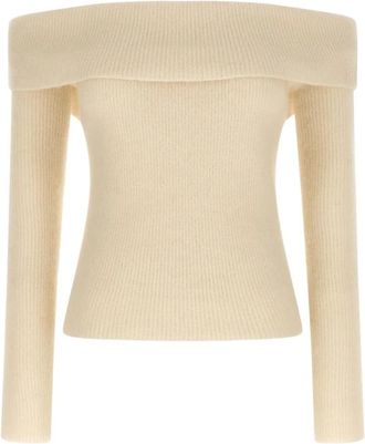 Rick Owens Sweaters White - Dames - Ronde hals truien - Wit - L - Truien & Vesten