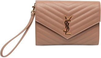 Saint Laurent Pre-owned Saint Laurent Grain De Poudre Cassandre Matelasse Flap Pouch Unisex DCLYZ9TWYNS9G9RS