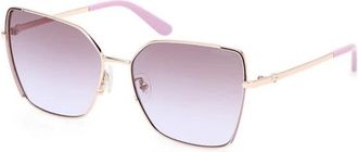 Guess Sunglasses, female, Beige, 59 MM, Geometric Butterfly Metal Sunglasses