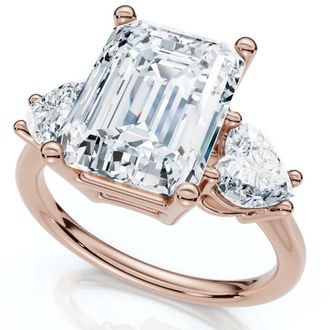 Pompeii3 Certified 2.50 - 5.50Ct Emerald & Heart Shape Diamond Engagement Ring 14k Gold Lab Grown