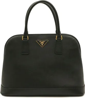 Prada Saffiano Black Nero Leather Handbag Shoulder Bag Tote Bag (Pre-Owned)