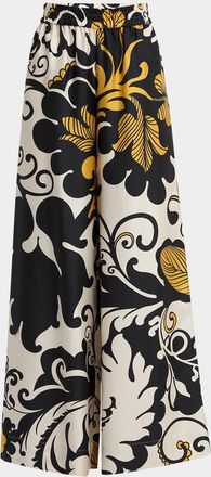 La DoubleJ Marea-Print Wide-Leg Pull-On Palazzo Pants