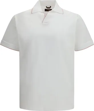 Moorer Mens Polo Shirt Bradley-Jcl White-Flamingo Cotton White/flamingo T-shirts And Polos