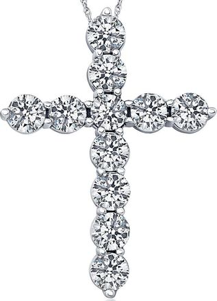 Pompeii3 2Cttw Diamond Cross Pendant in 10k White Gold Womens Necklace