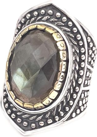 Jalan Jalan Labradoriet Facet Ring - unisex - Ringen - Veelkleurig - 58 MM - Accessoires