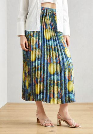 Scotch & Soda Pleated Print Skirt In Celestial