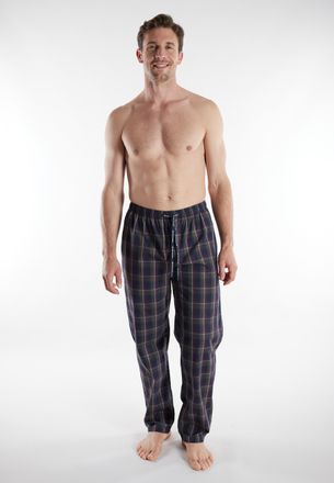 Tom Tailor Pyjamahose TOM TAILOR Milos, Herren, Gr. 48S, N-Gr, blau (blau, dunkel, karo), Web, Obermaterial: 100% Baumwolle, bequem lang, Hosen Pyjamahose, mit e