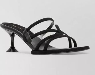 Sergio Rossi suede leather mules sandals curved heel