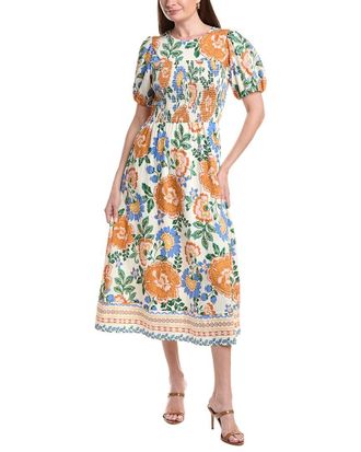 Ellen Tracy Crinkle Smocked Dress