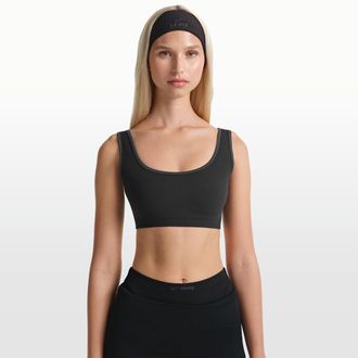 Nike Womens SKIMS Ribbed Seamless Scoop Bra in Black | BABRA9713W-OAR