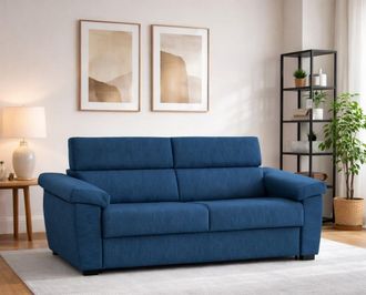 Dmora Sof&aacute; Fijo 2 Plazas Palmira, Sof&aacute; Lineal Para Sal&oacute;n, Acolchado, Desenfundable, Calidad 100% Made In Italy, 205x95 H100 Cm, Azul - Dmora