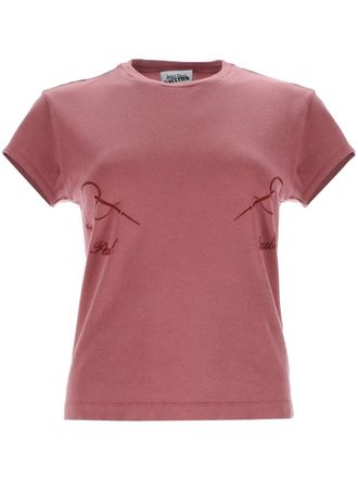 Jean Paul Gaultier Dusty Rose Needle Thread Embroidered T-Shirt