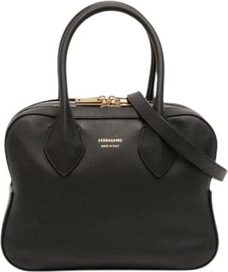 Ferragamo Pre-owned Handbags, female, Black, Size: ONE SIZE Pre-owned Leather Handbag