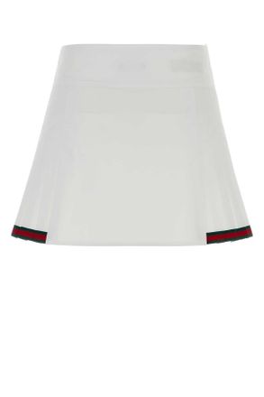 Gucci Womens White Poplin Mini Skirt Exterior: Cotton Gonne