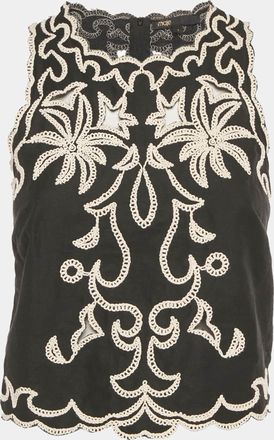 Maje Black Embroidered Cotton Top