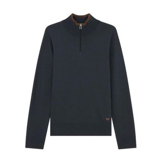 Paul Smith Turtlenecks, male, Blue, 2XL, Merino Wool Half Zip Jumper