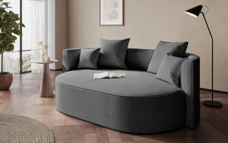 LeGer Home by Lena Gercke 2,5-Sitzer »ISALIE, rundes Loungesofa, mit Kissen, perfekt gepolstert« moderne Stoffe, mit 4 Zierkissen, extra grosse Sitzfläche