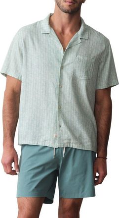 Marine Layer Resort Camp Shirt in Aqua Sardine Print at Nordstrom, Size Xx-Large