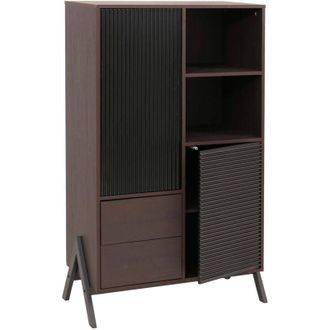 Hhg Armario Alto Hhg-390, Armario Alto Con Puertas, Compartimentos De Almacenamiento Y Cajones, Mdf, Metal, Melamina, 138 X 79 X 40 Cm, Aspecto Nogal