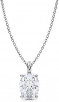 Allurez Oval Lab Diamond 4-Prong Necklace 14K White Gold (2.00ct)