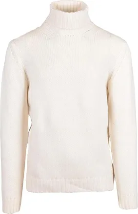 Heritage White Wool-Cashmere High-Neck Sweater