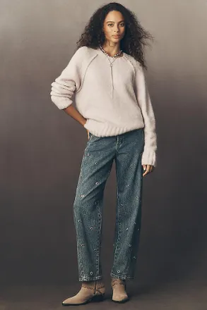 Habitual Evie High-Rise Embellished Barrel Jeans