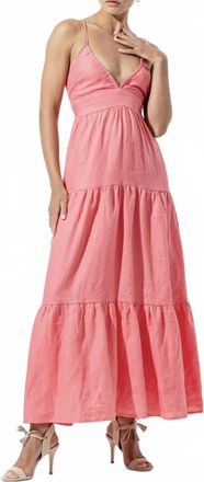 Lusana Maya Linen Maxi Dress In French Pink