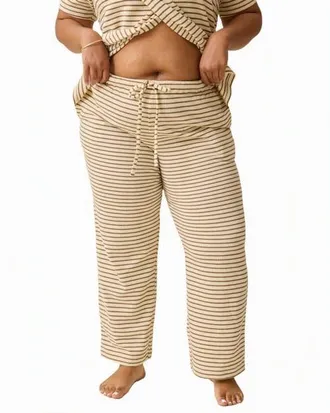 Kindred Bravely Luxe Terry Maternity & Postpartum Pant in Ivory Chocolate Stripe at Nordstrom, Size X-Large