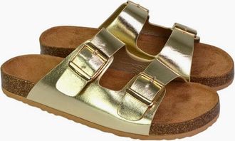 XY London Womens XY London Womens/Ladies Star Metallic Double Strap Buckle Sandals - Gold - Size: 7