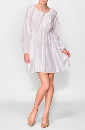 Melloday Tie Detail Long Sleeve Minidress in Ivory at Nordstrom Rack, Size X-Small