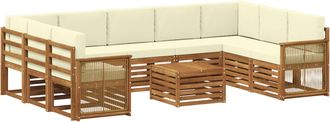 vidaXL Conjunto De Sof&aacute;s De Exterior 10 Uds. Natural Y Crema Vidaxl