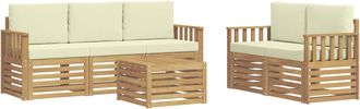 vidaXL Conjunto De Sof&aacute;s De Exterior 6 Uds. Blanco Y Crema Poli&eacute;ster Vidaxl