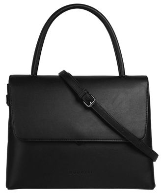 Bugatti Henkeltasche BUGATTI ILVA, Damen, Gr. B/H/T: 31cm x 24cm x 14cm onesize, schwarz, Kunstfaser, leicht gl&auml;nzend, unifarben, Taschen Henkeltasche