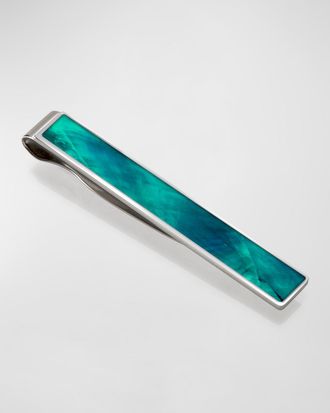 M Clip Men & apos;s Teal Mother-Of-Pearl Tie Bar