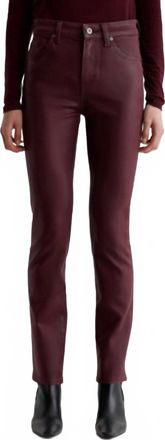 AG - Adriano Goldschmied Mari Coated Denim Mid-Rise Slim Straight In Leatherette Winery