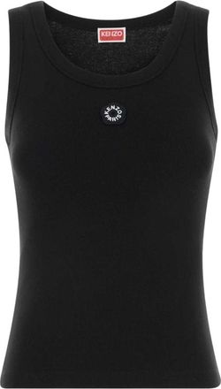Kenzo Boke Flower 2.0 Geborduurd Rib Tanktop - Dames - Tops zonder mouwen - Zwart - S - Katoen - Tops