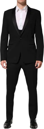 Dolce & Gabbana Black Wool 3 Piece Single Breasted Mens Suit (Pre-Owned)