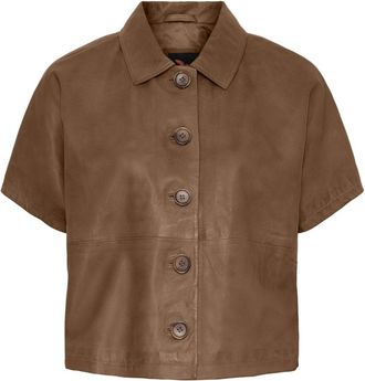 BTF-CPH Giacca Corta in Pelle - - Blouses & Shirts - Donna - Marrone - 2XL