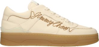 Jimmy Choo London Beige Leather Low Top Mens Sneakers