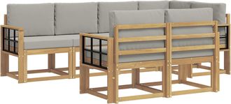 vidaXL Conjunto De Sof&aacute;s De Exterior 7 Uds. Blanco Y Gris Claro Vidaxl