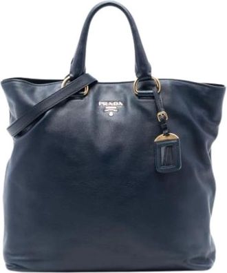 Prada Pre-owned Tote Bags, female, Blue, Size: ONE SIZE Pre-owned Satchel Bag