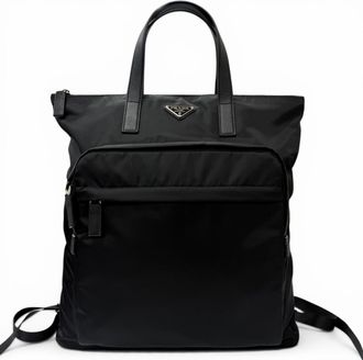 Prada Black Polyamide Leather Tote Bag (Pre-Owned)
